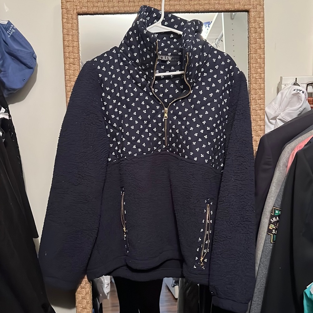 Jcrew Navy half zip fleece medium new